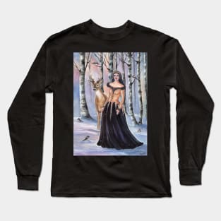 Lady Chickadee fantasy art by Renee Lavoie Long Sleeve T-Shirt